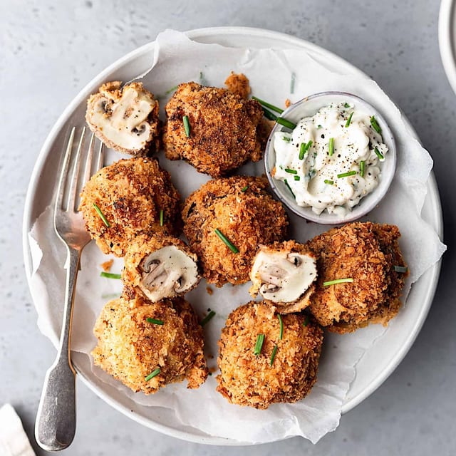 Breaded mushrooms.